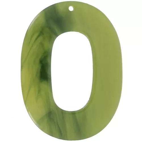 47x34mm transparent acetate oval hollow pendant - Marbled Olive x1