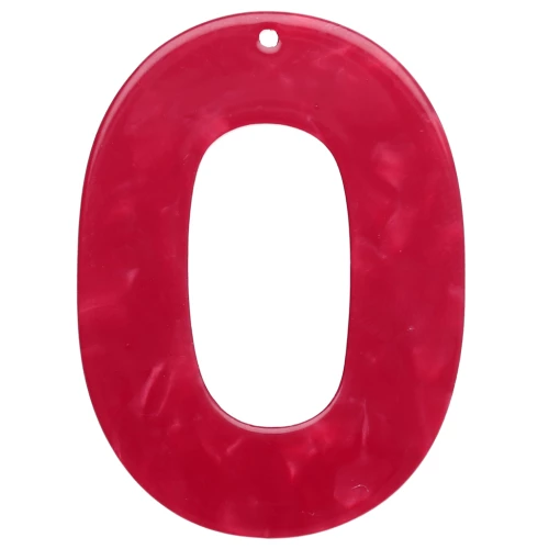 Clear acetate oval pendant 47x34 mm - Red x1