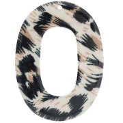 47x34mm transparent acetate oval hollow pendant - Leopard Black - Brown x1|raw }}