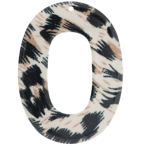 47x34mm transparent acetate oval hollow pendant - Leopard Black - Brown x1