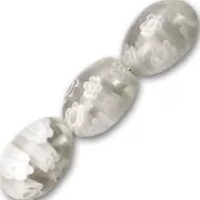 Millefiori Olives 12x8mm Crystal/White x5