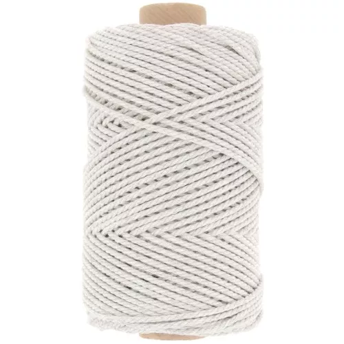 2mm Cotton macramé cord spool - Grey Twist x100m
