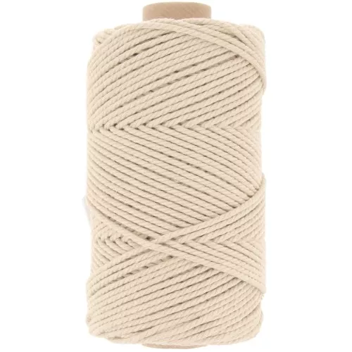 2mm macramé cotton cord spool - Beige x100m