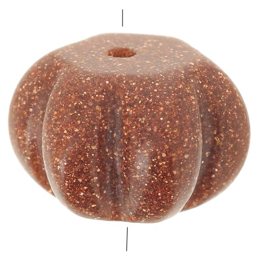 12mm Round pumpkin bead imitation gold stone - imitation sunstone x1