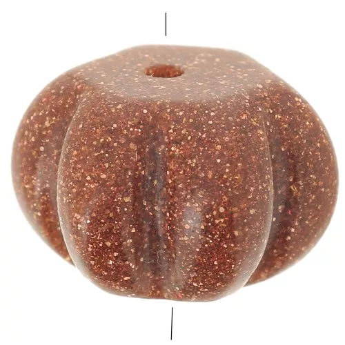 12mm Round pumpkin bead imitation gold stone - imitation sunstone x1