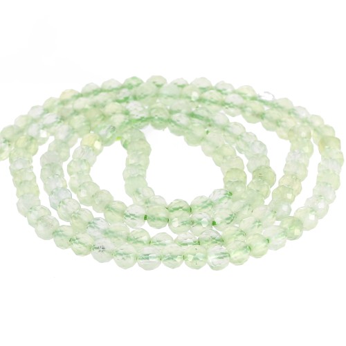 Round faceted beads 3 mm gemstone - Prehnite x39cm