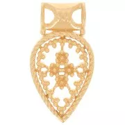 19x10mm openwork drop pendant with small balls - Fine Gold plated x1