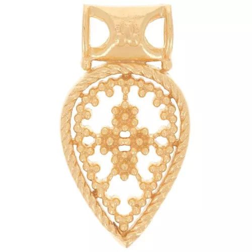 19x10mm openwork drop pendant with small balls - Fine Gold plated x1