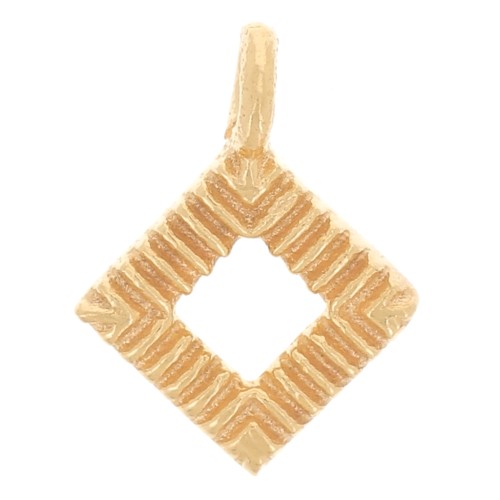 9x7mm Mini hollow diamond charm - Fine Gold Plated x1