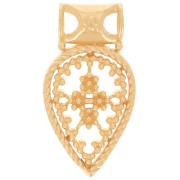 19x10mm openwork drop pendant with small balls - 3-micron gold-plated x1|raw }}