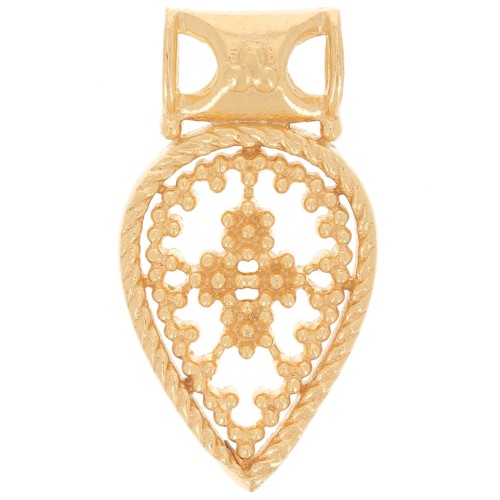 19x10mm openwork drop pendant with small balls - 3-micron gold-plated x1