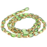 7x4mm glass Faceted olive beads - Green - Gold x31cm