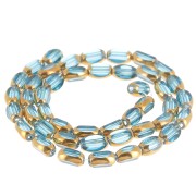 7x4mm glass Faceted olive beads - Blue - Gold x31cm|raw }}