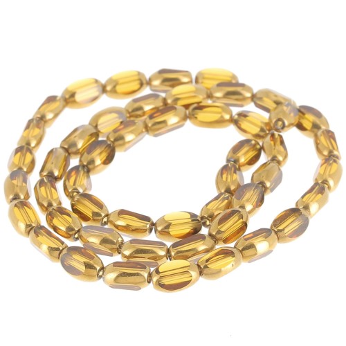 7x4mm glass Faceted olive beads - Topaz - Gold x31cm