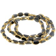 7x4mm glass Faceted olive beads - Jet - Gold x31cm
