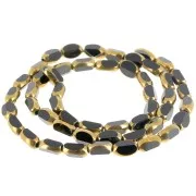 Jet - 7x4mm glass Faceted olive beads - Jet - Gold x31cm 7x4mm glass Faceted olive beads - Jet - Gold x31cm