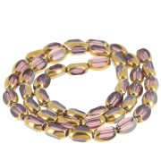 7x4mm glass Faceted olive beads - Amethyst - Gold x31cm|raw }}