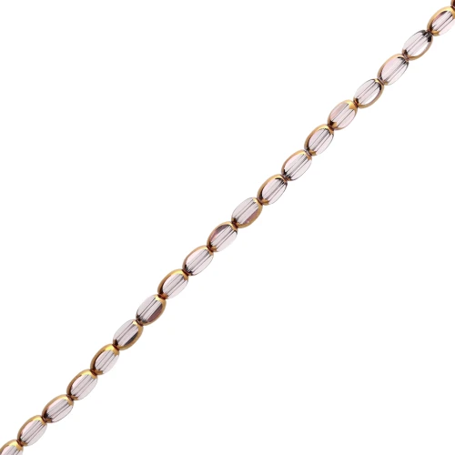 7x4 mm faceted olive-colored glass beads - Light Amethyst - Gold-plated x 32 cm