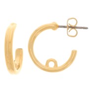 17mm open hoop earrings with closed ring - Fine gold plated x2