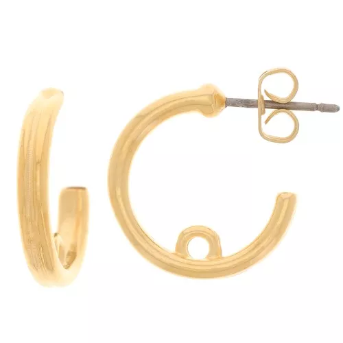 17mm open hoop earrings with closed ring - Fine gold plated x2