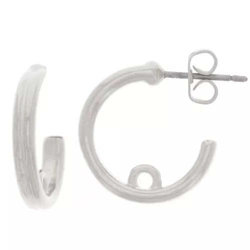 17mm open hoop earrings with closed ring - Fine silver plating x2