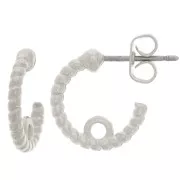 13mm Open twisted hoop earrings with closed ring - Fine silver plating x2