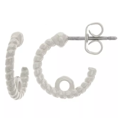 13mm Open twisted hoop earrings with closed ring - Fine silver plating x2