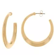 35mm Wide open hoop earrings - Fine Gold-plated x2