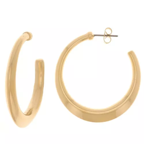 35mm Wide open hoop earrings - Fine Gold-plated x2