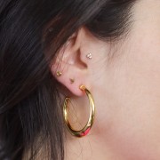 35mm Wide open hoop earrings - Fine Gold-plated x2
