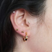 17mm open hoop earrings with epoxy resin - Fine gold plated - Black x2