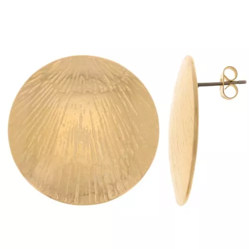 30mm Textured Round EarStuds - Fine Gold-plated x2