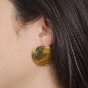 30mm Textured Round EarStuds - Fine Gold-plated x2