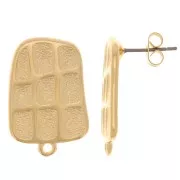 23x15mm Textured Irregular Rectangle EarStuds - Fine Gold-plated x2