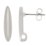 18x4.5mm Rounded bar earstuds with one hole - Fine silver plating x2|raw }}