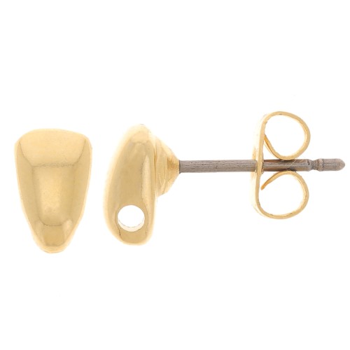 7x4.5mm curved triangular earstuds with hole - Fine Gold Plated x2