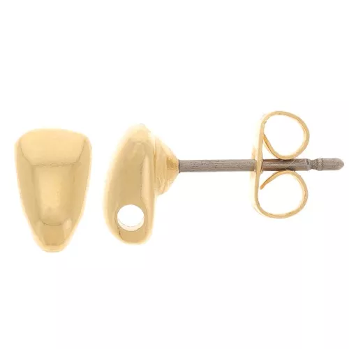 7x4.5mm curved triangular earstuds with hole - Fine Gold Plated x2