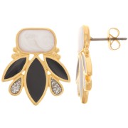 22x20mm Design earstuds Fine Gold-plated - Black - Pearlescent white x2