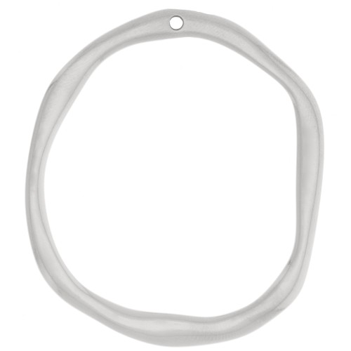 47x41.5mm Oval irregular pendant - Fine silver plating x1