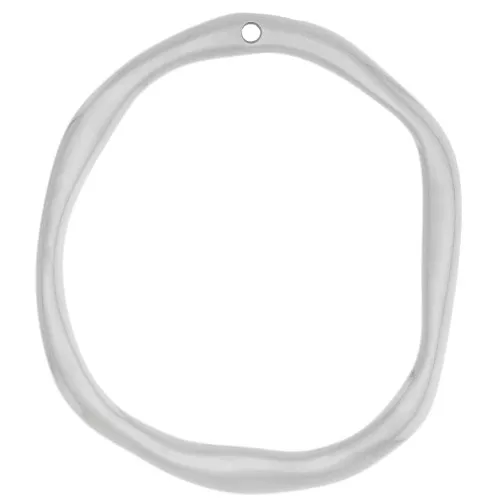 47x41.5mm Oval irregular pendant - Fine silver plating x1