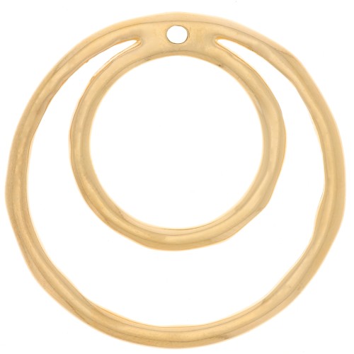 36mm Double irregular circle pendant - Fine Gold Plated x1