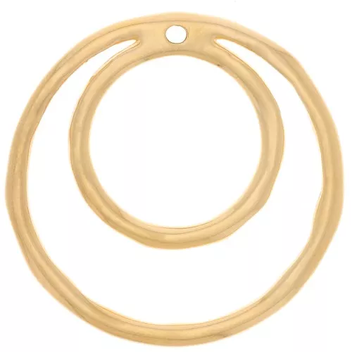 36mm Double irregular circle pendant - Fine Gold Plated x1