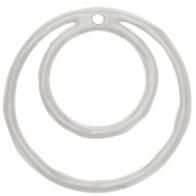 36mm Double irregular circle pendant - Fine Silver plating x1
