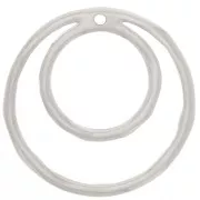 36mm Double irregular circle pendant - Fine Silver plating x1