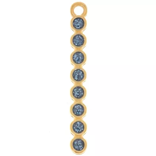 32x4mm bar pendant with epoxy resin - Gold-plated - Blue glitter x1