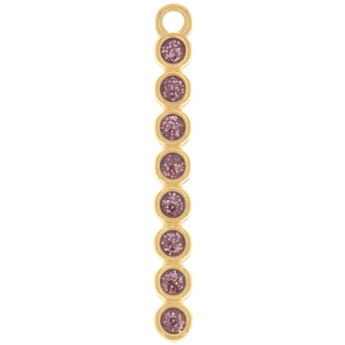32x4mm bar pendant with epoxy resin - Gold-plated - Purple glitter x1