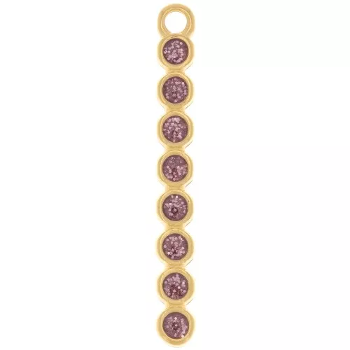 32x4mm bar pendant with epoxy resin - Gold-plated - Purple glitter x1