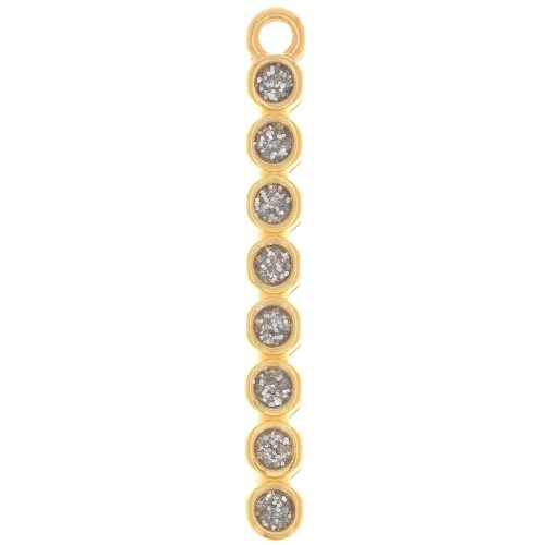 32x4mm bar pendant with epoxy resin - Gold-plated - Silver glitter x1