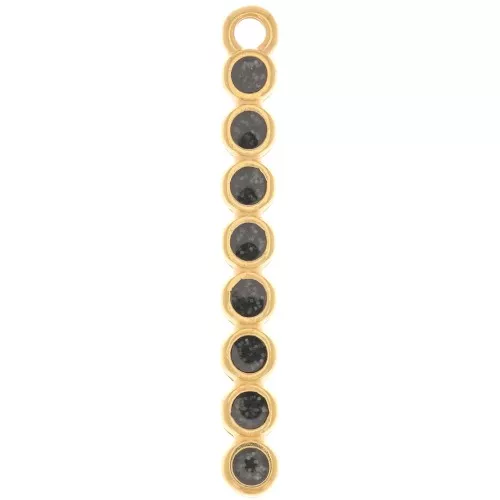 32x4mm bar pendant with epoxy resin - Gold-plated - Black glitter x1