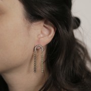 32x4mm bar pendant with epoxy resin - Gold-plated - Black glitter x1